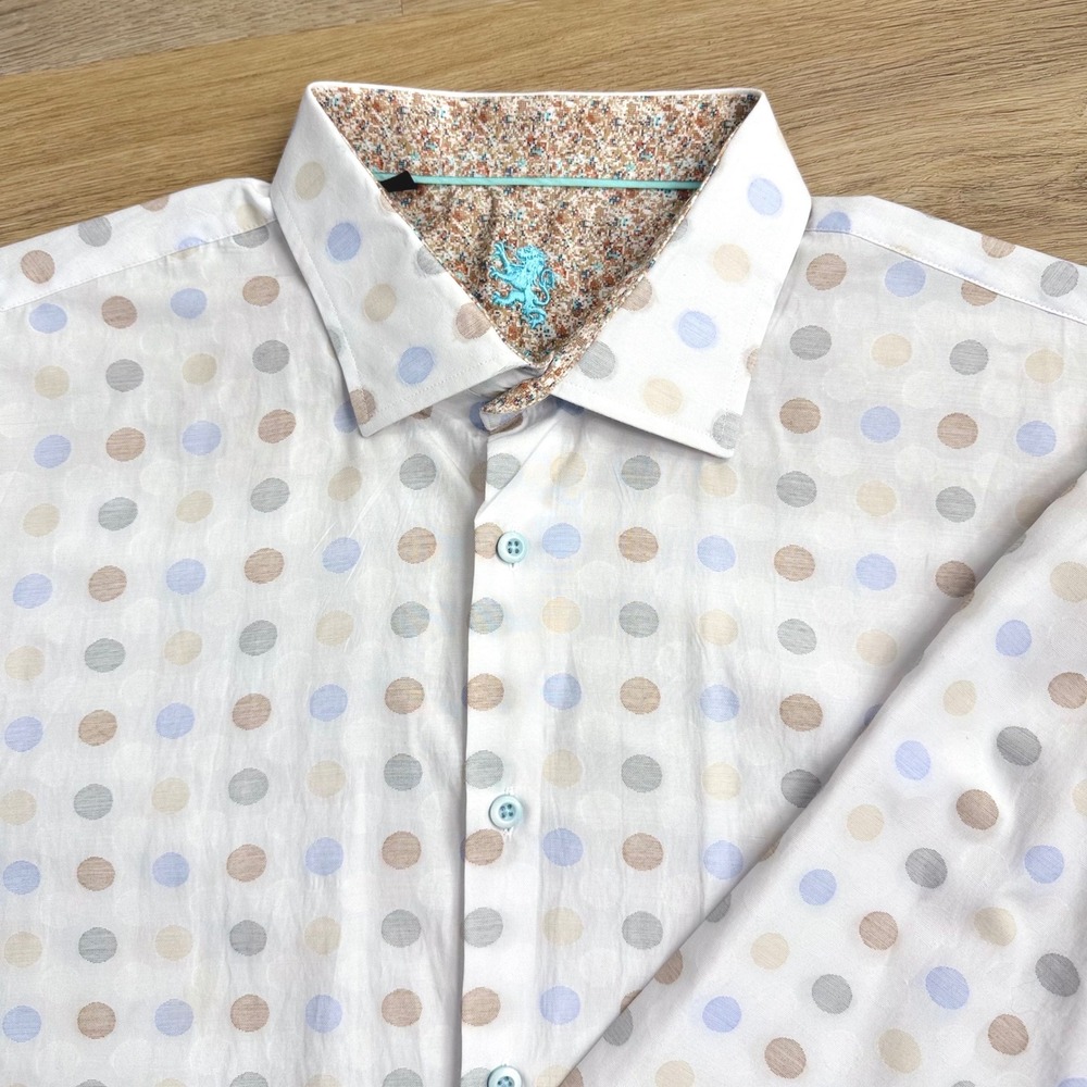 Luchiano Visconti by Patrick James (White) Polka Dot Button Down‎ Shirt Mens XXL